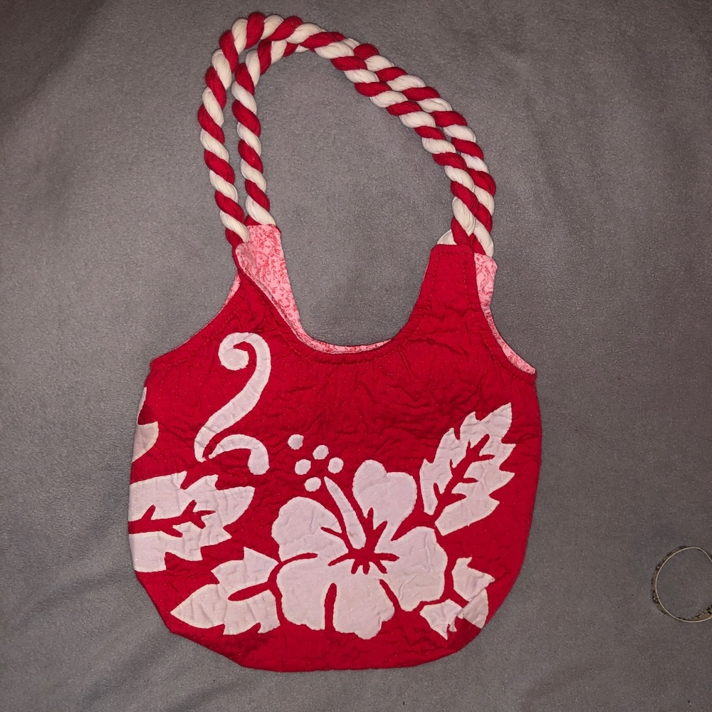 Hibiscus flower red/white shoulder bag